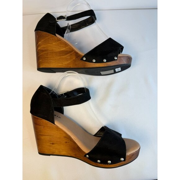 Torrid Black Fabric Platform Wedge Stud Detail Sandals Women Size 10.5 - Picture 8 of 12